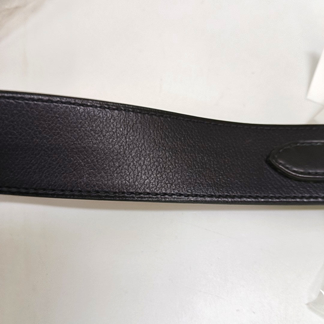 HERMÈS Licol Black Swift Calfskin Single Shoulder Bag with Shoulder Strap and Silver Hardware-(SKU)-960474634