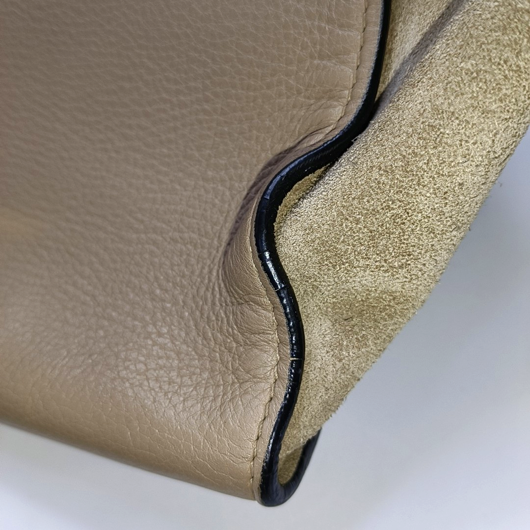 CELINE TRAPEZE Medium size Khaki Cowhide Hammock Bag, Shoulder Bag, Handbag Golden hardware Removable shoulder strap-(SKU)-952129891