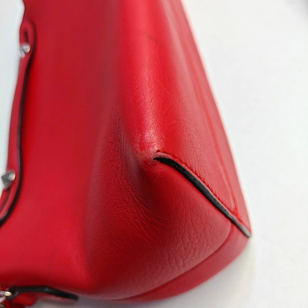 FENDI By The Way Medium size Red Cowhide Single Shoulder Bag Handbag Crossbody Bag Silver Hardware Removable shoulder strap-(SKU)-959153468