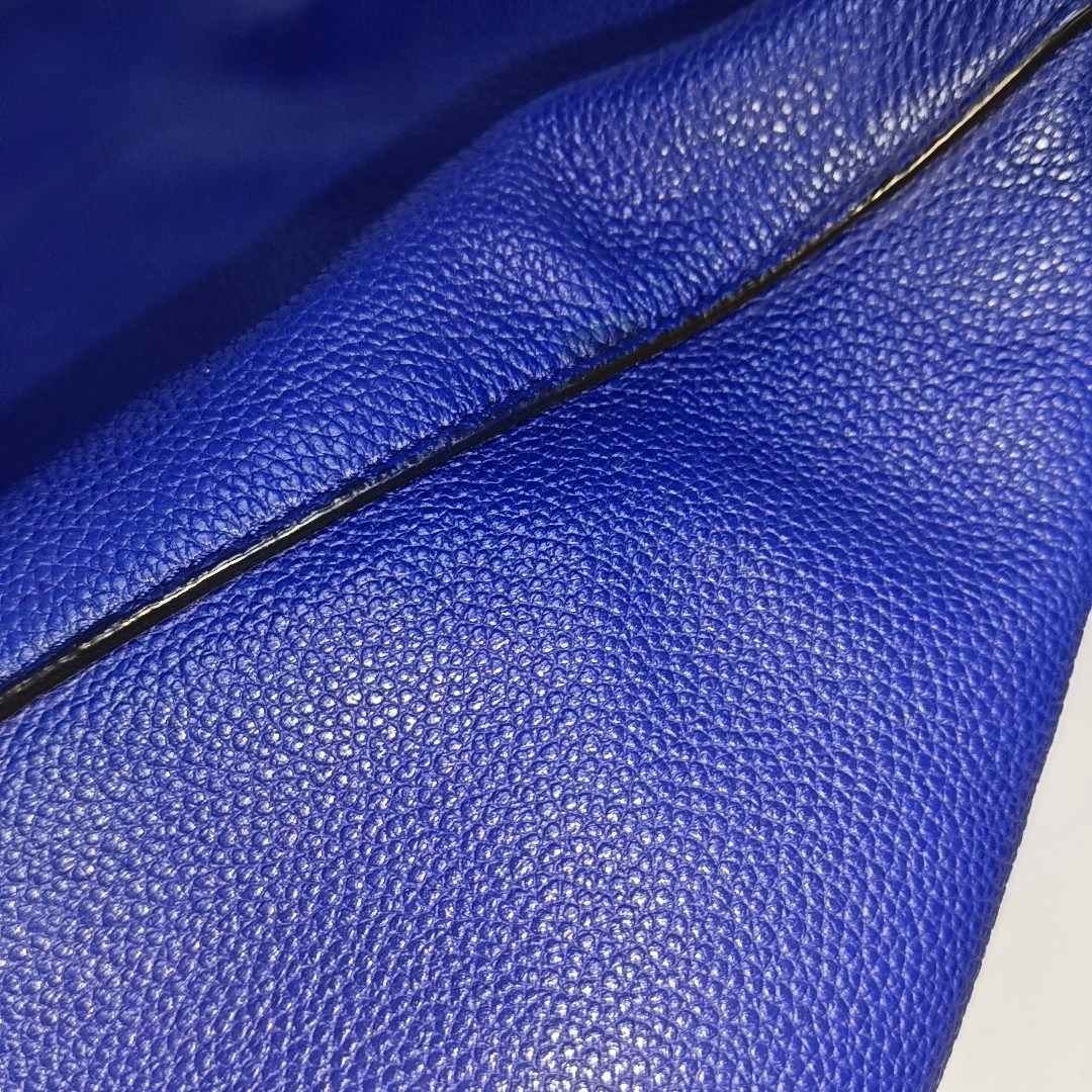 CELINE CABAS PHANTOM Small size Blue cowhide single shoulder bag Golden hardware-(SKU)-939043685