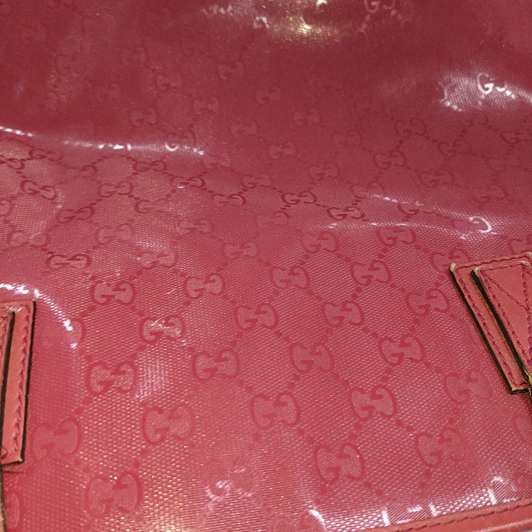 GUCCI GG Imprime Red Coated Canvas Monogrammed Single Shoulder Bag Silver Hardware-(SKU)-14506915