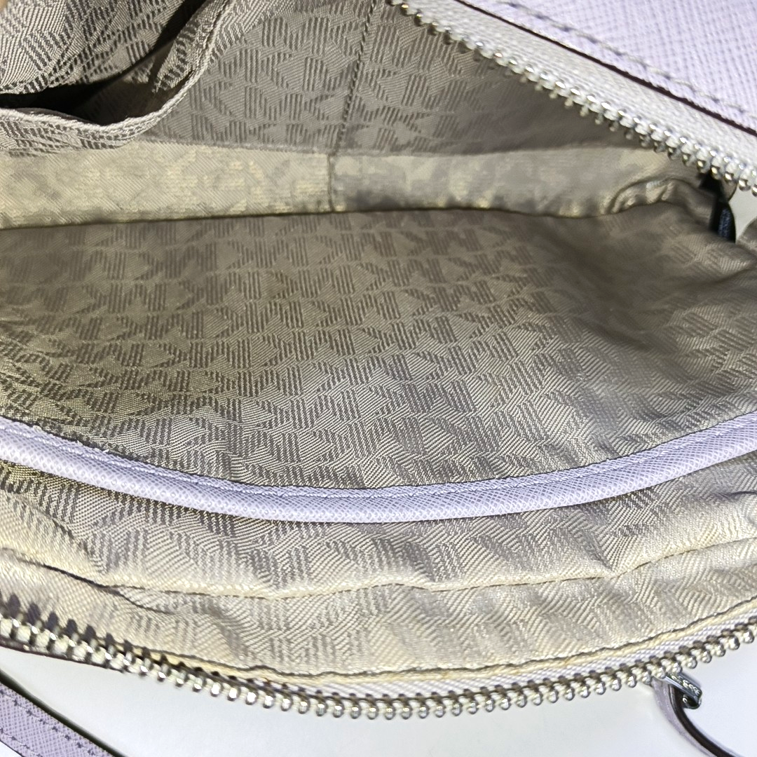MICHAEL KORS Camera Bag Medium size Light Purple Leather Embossed Single Shoulder Crossbody Bag Silver Hardware-(SKU)-942697906