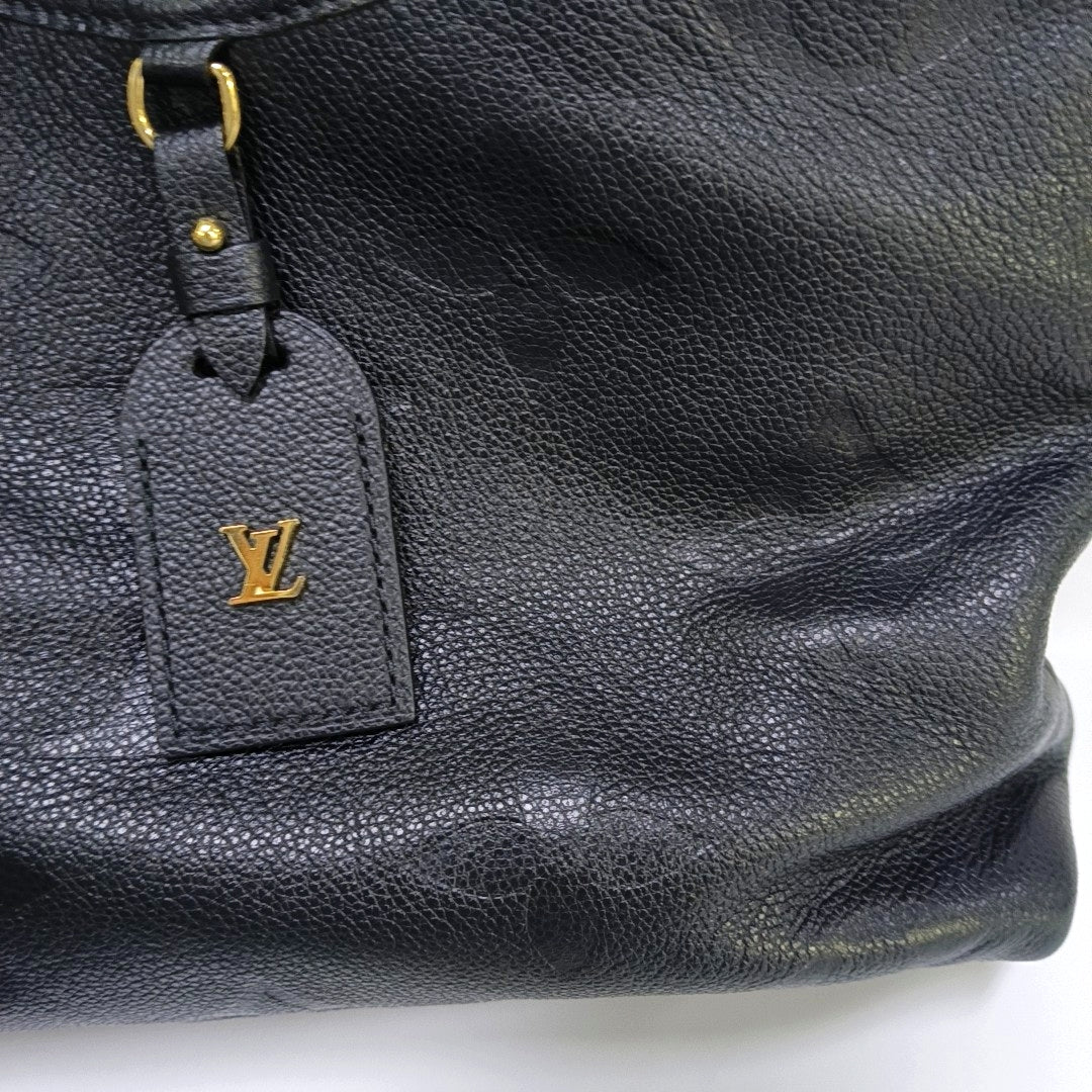 LOUIS VUITTON CARRYALL Small Black Leather Monogram Damier Ebene Black Shoulder Bag Tote Bag with Gold Hardware and Detachable Shoulder Strap-(SKU)-966661333