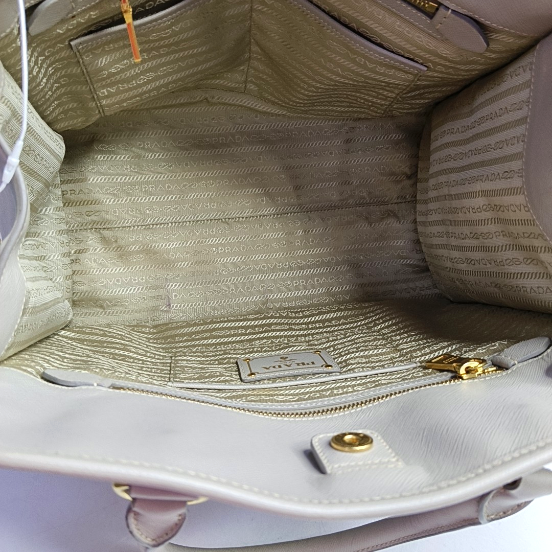 PRADA Gray cowhide single shoulder bag crossbody handbag Golden hardware Removable shoulder strap-(SKU)-959549746