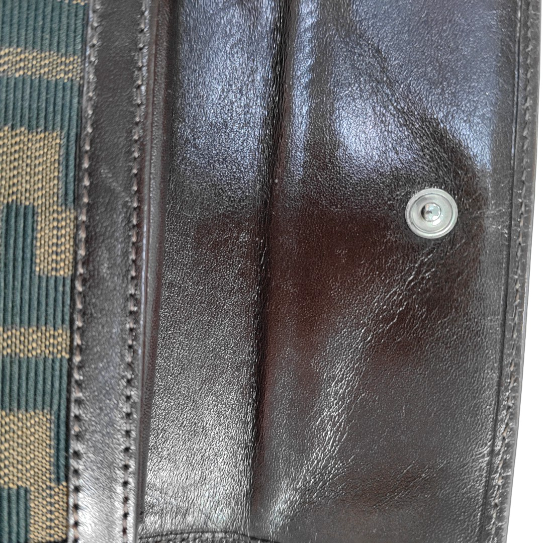 FENDI 棕色帆布双F钱包-(SKU)-960315050