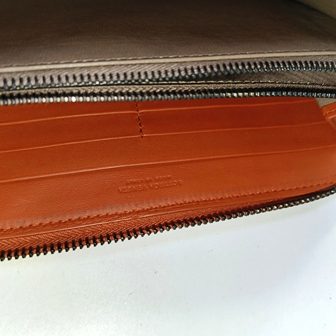 BOTTEGA VENETA Orange Leather Woven Wallet Black hardware-(SKU)-952462031