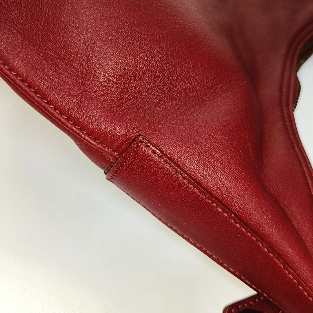 COACH Red Leather Handbag Single Shoulder Bag Golden hardware Removable shoulder strap-(SKU)-934221338