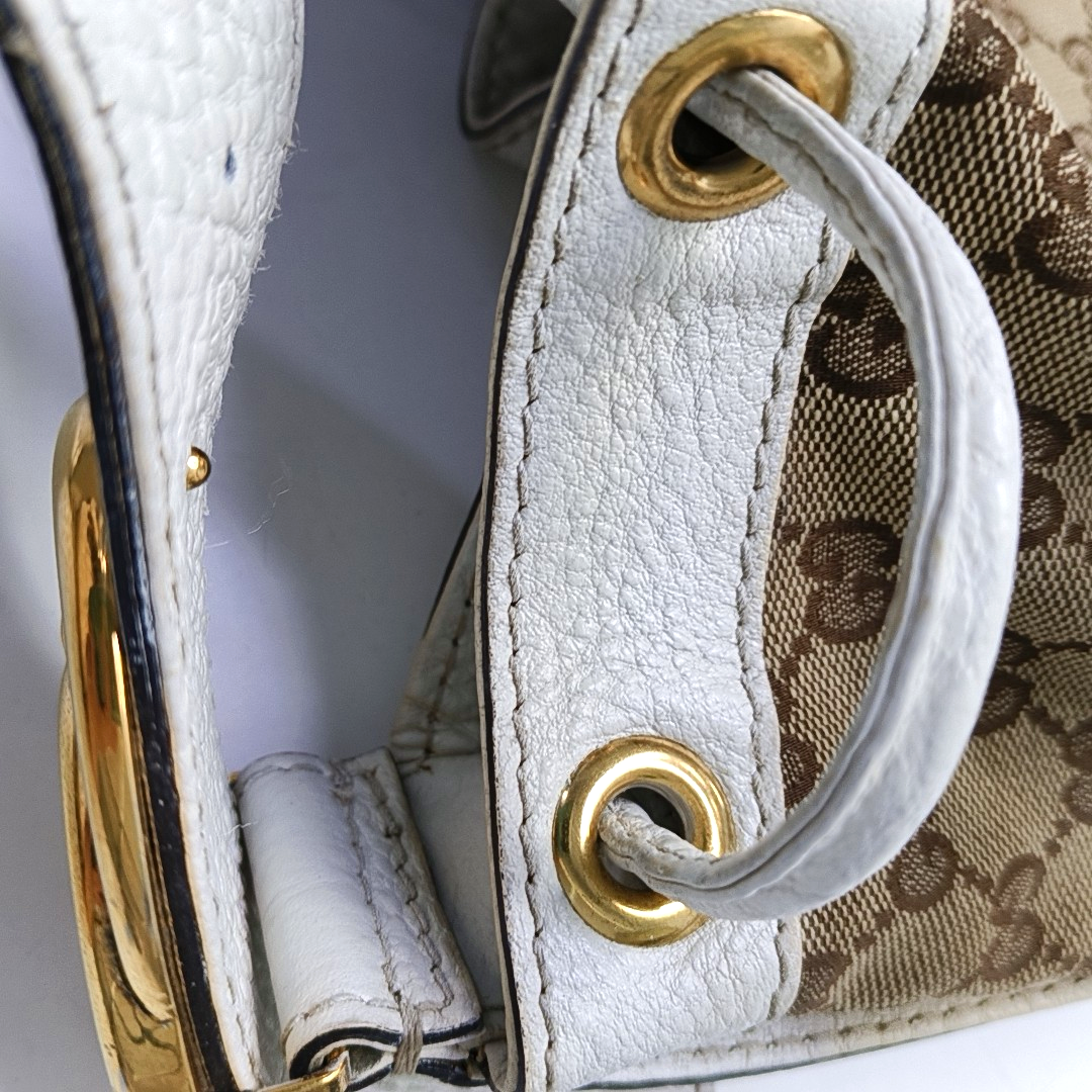 GUCCI Interlocking G Brown Canvas Fringe Shoulder Bag Tote Golden hardware-(SKU)-946676111