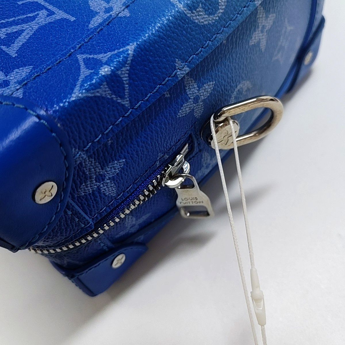 LOUIS VUITTON SOFT TRUNK Blue Coated Canvas Monogram Crossbody Bag with Silver Hardware and Detachable Strap-(SKU)-963244300