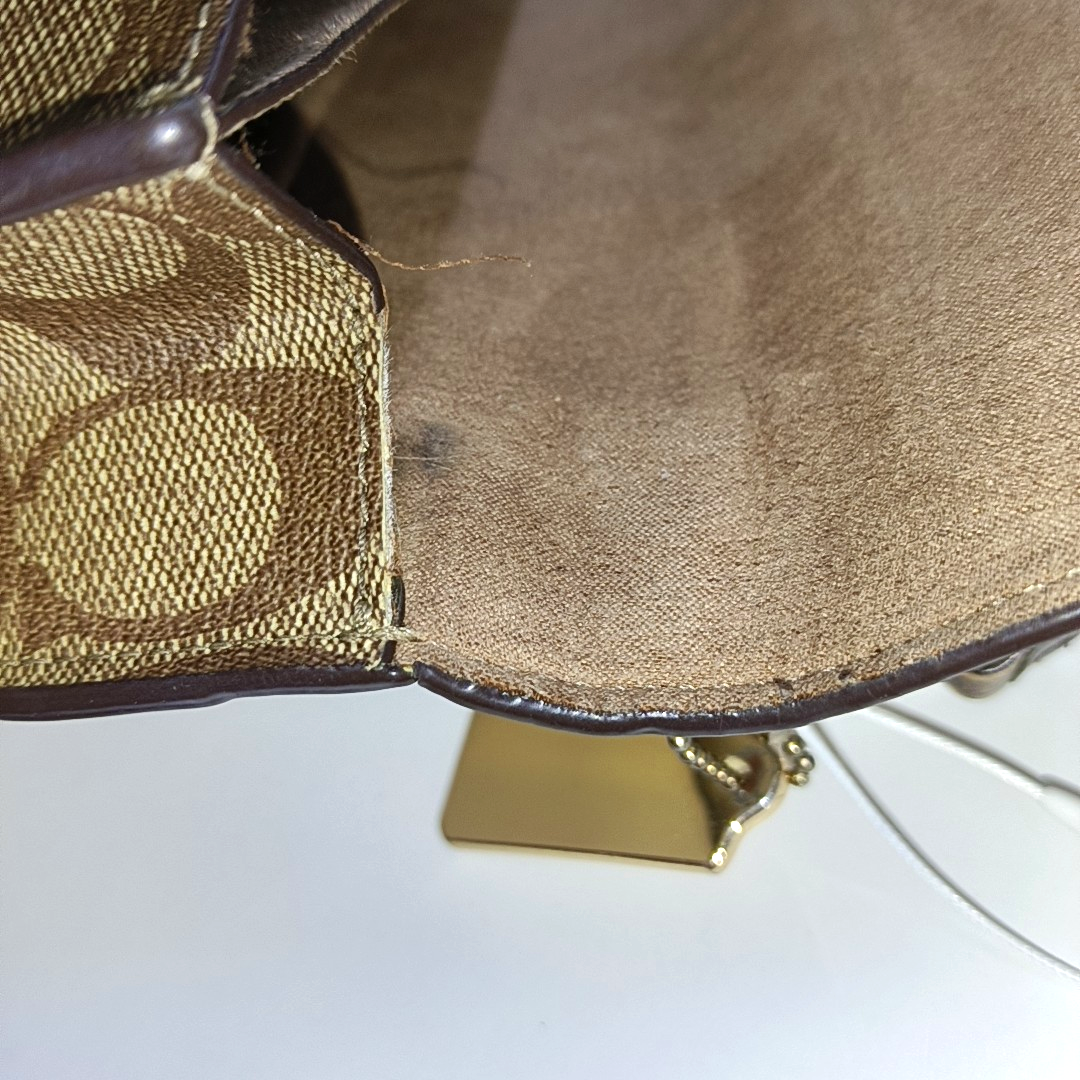 COACH KLARE Beige Leather Old Flower Embossed Crossbody Bag Shoulder Bag Golden hardware-(SKU)-942136285