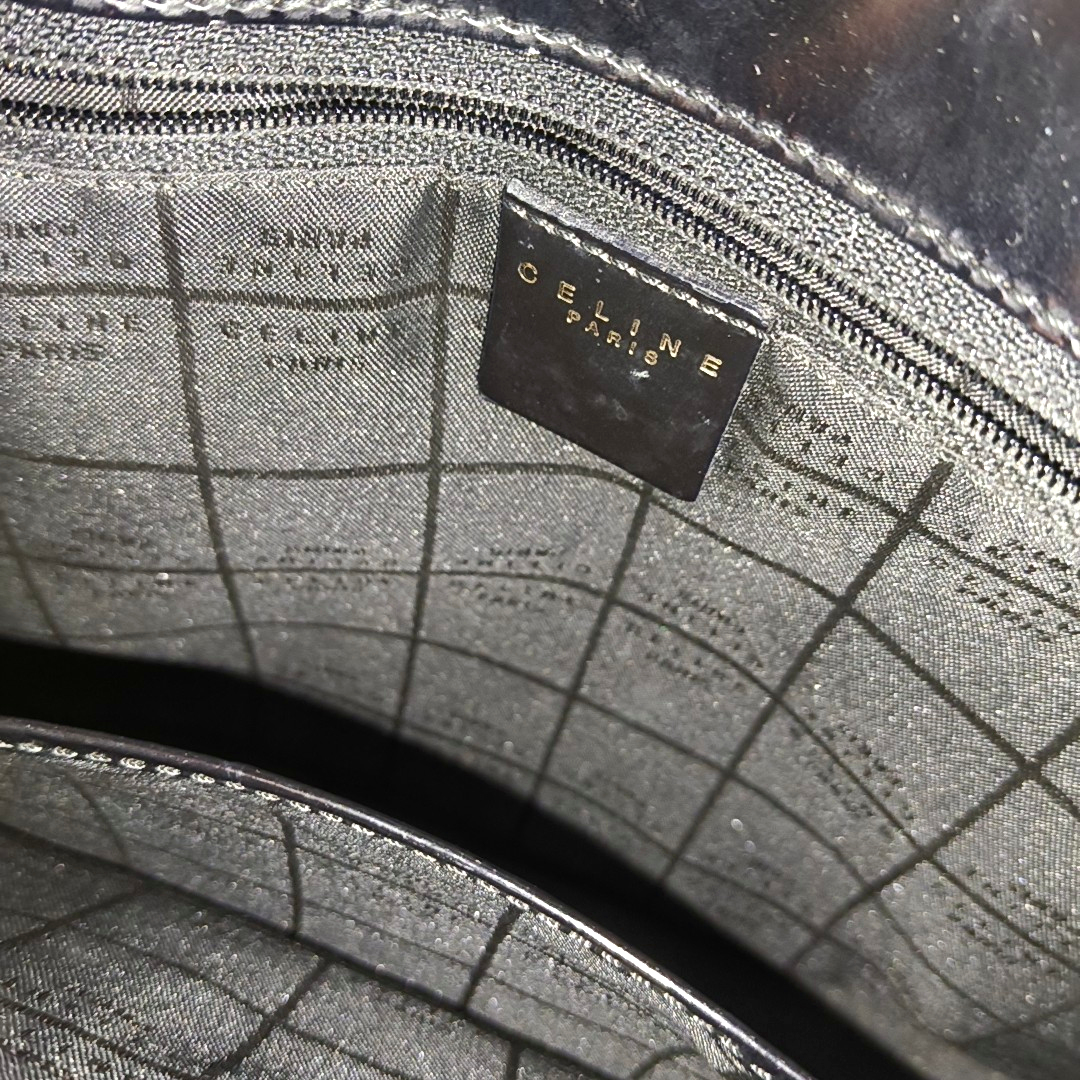 CELINE Black fabric crossbody bag shoulder bag Silver Hardware-(SKU)-946436005