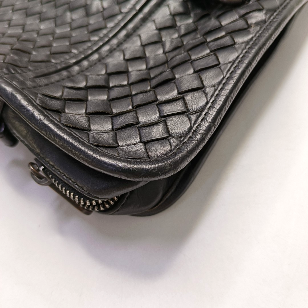BOTTEGA VENETA Black Cowhide Braided Handbag Black hardware-(SKU)-955793328