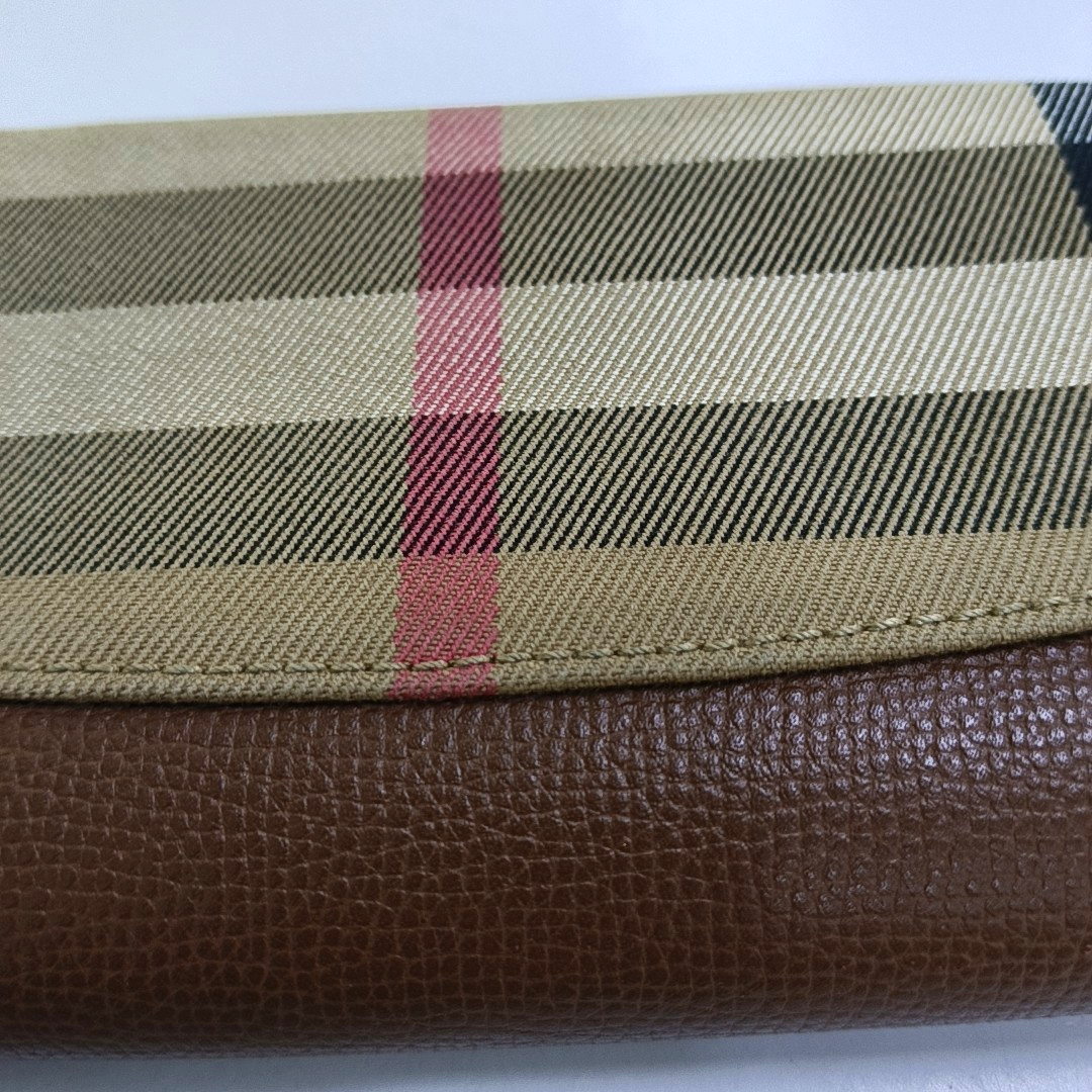 BURBERRY Brown Canvas Tartan Pattern Wallet Golden hardware-(SKU)-951700332