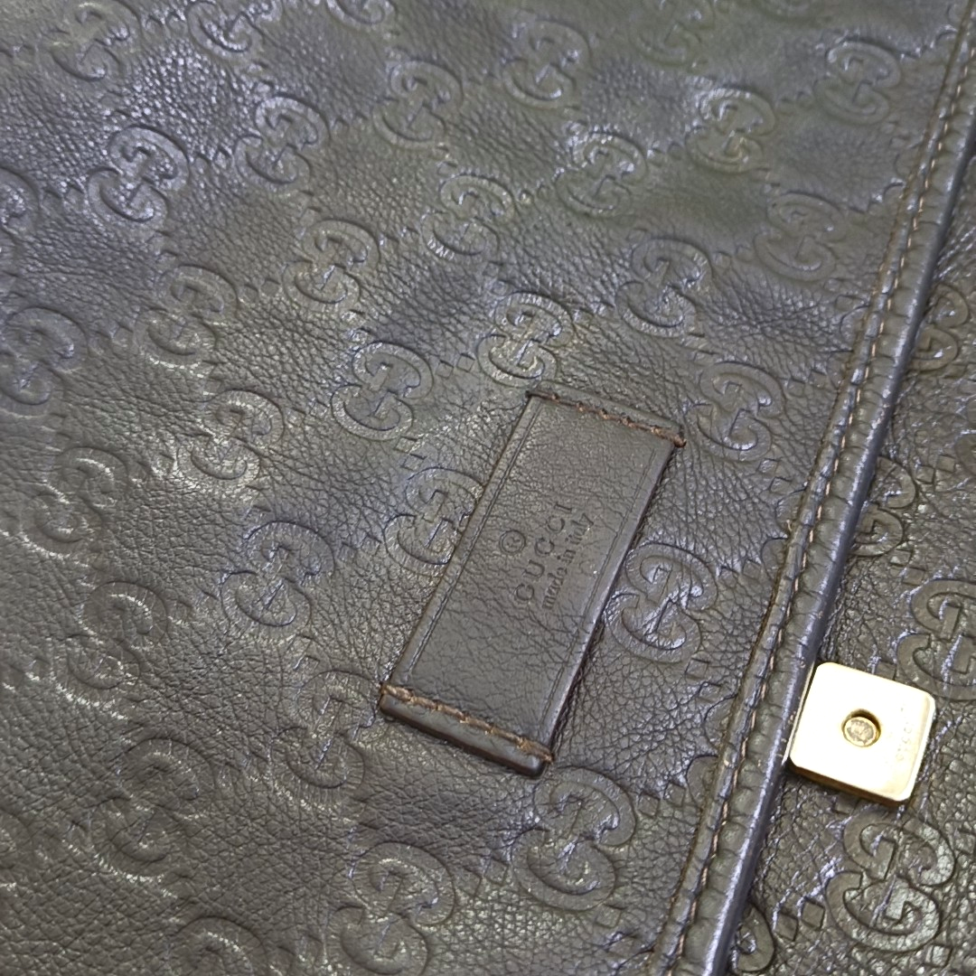 GUCCI Dark Brown Cowhide Monogram Stamped Crossbody Bag Single Shoulder Bag Golden hardware-(SKU)-958917159