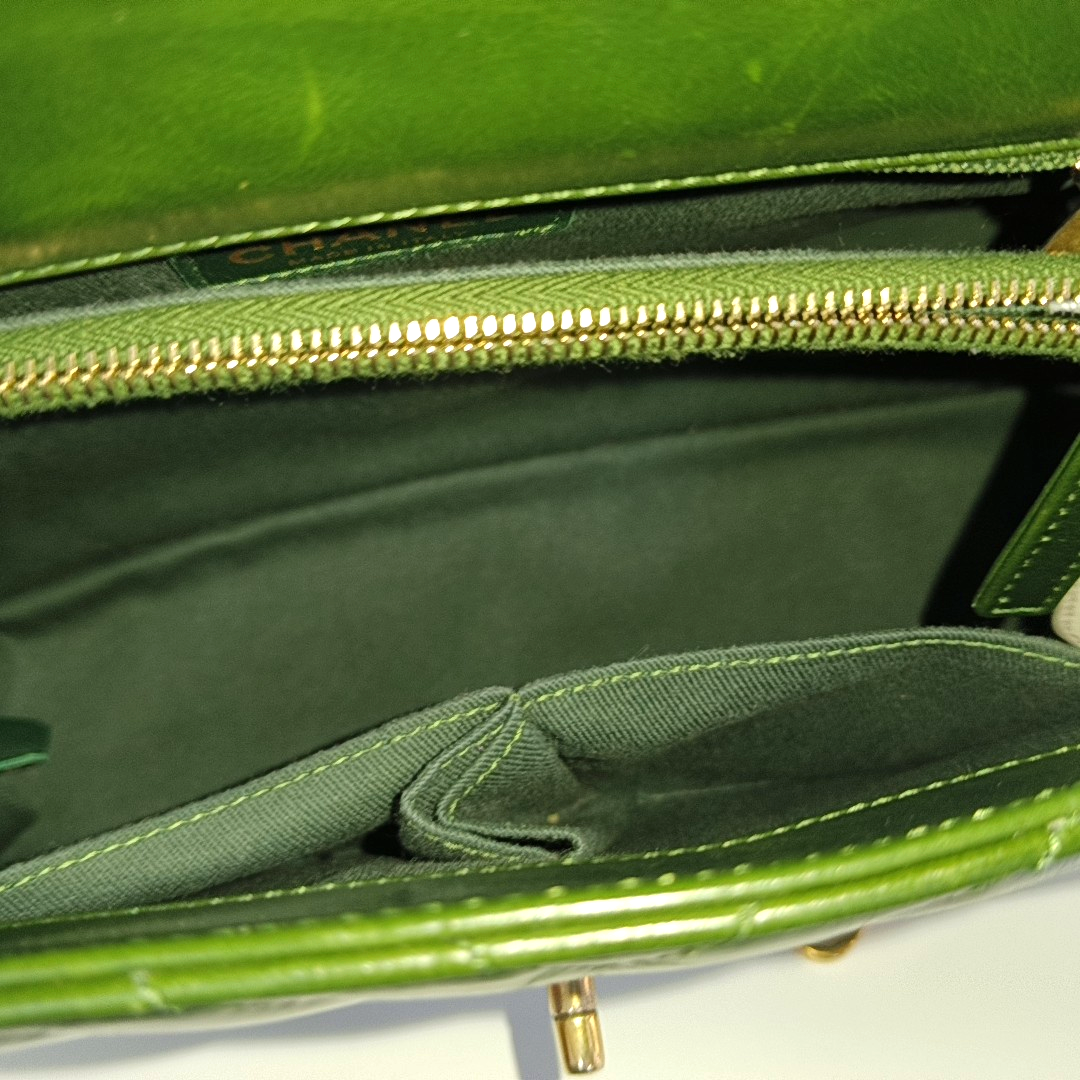 CHANEL COCO HANDLE Large Green Calfskin Quilted V Pattern Single Shoulder Bag Handbag Detachable Strap-(SKU)-963065464