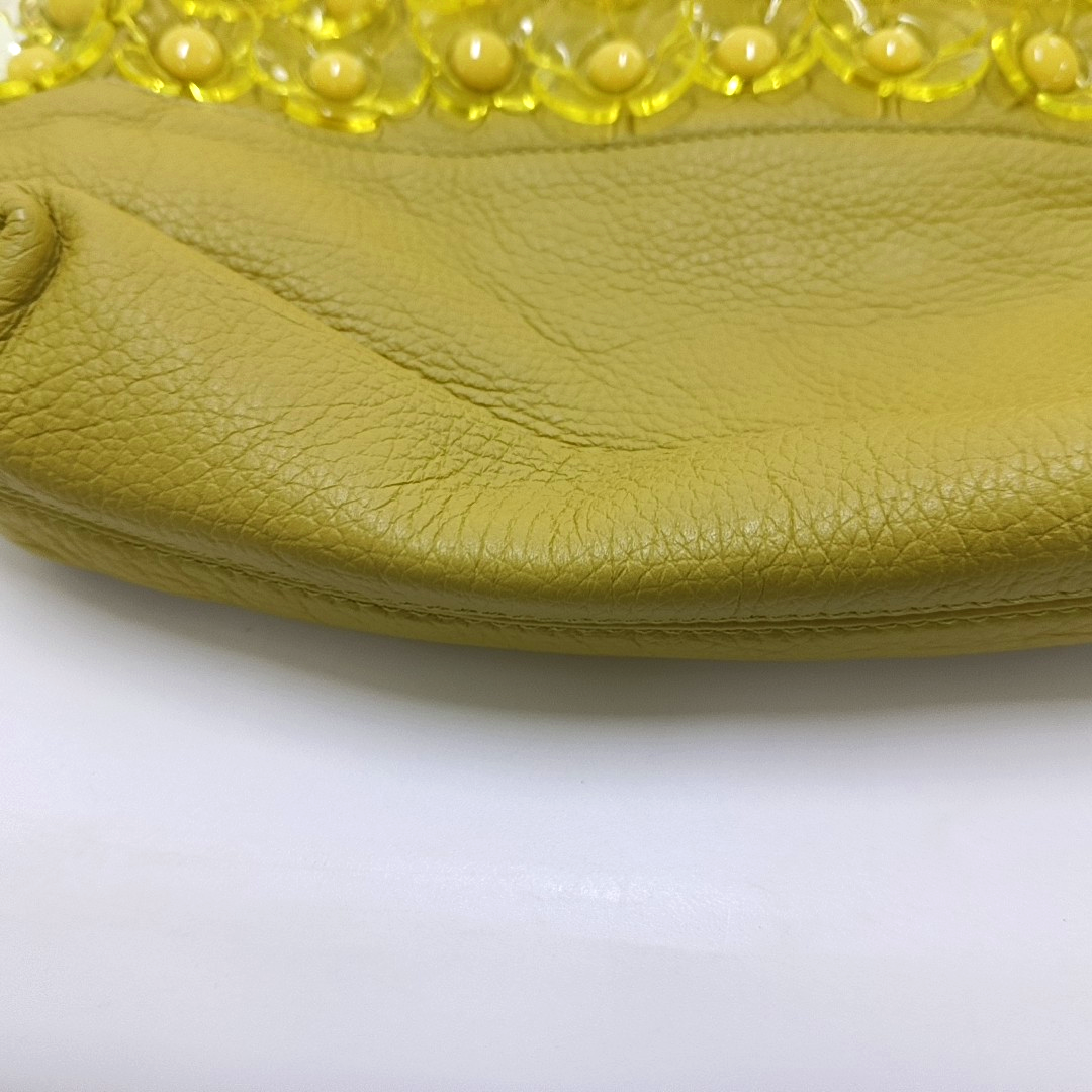 BURBERRY Yellow Green Leather Studs Embellished Shoulder Bag Crossbody Golden hardware Removable shoulder strap-(SKU)-954809975