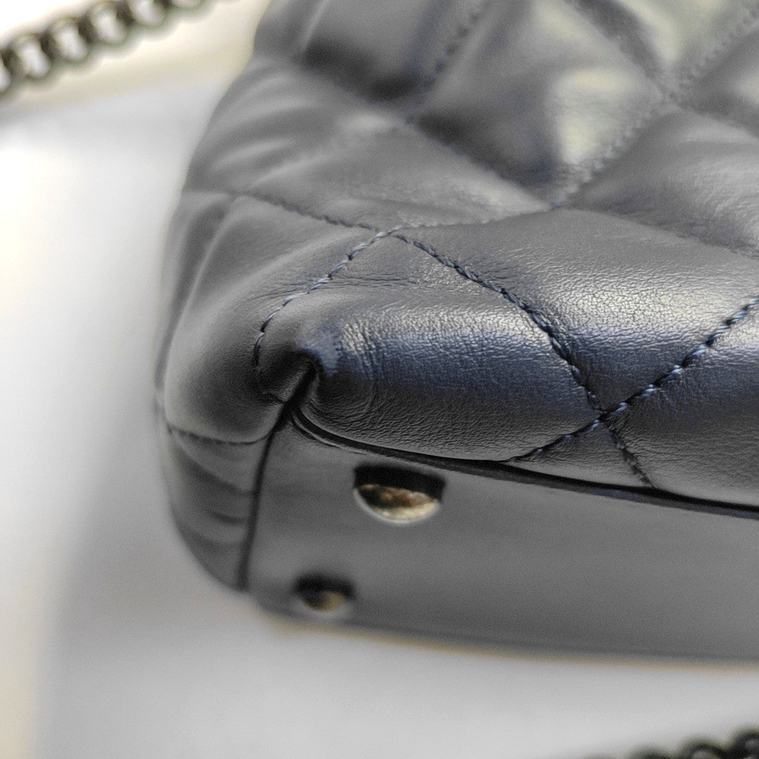 CHANEL PORTOBELLO Blue Calfskin Quilted Crossbody Shoulder Bag with Palladium Hardware, 22K-(SKU)-967668777