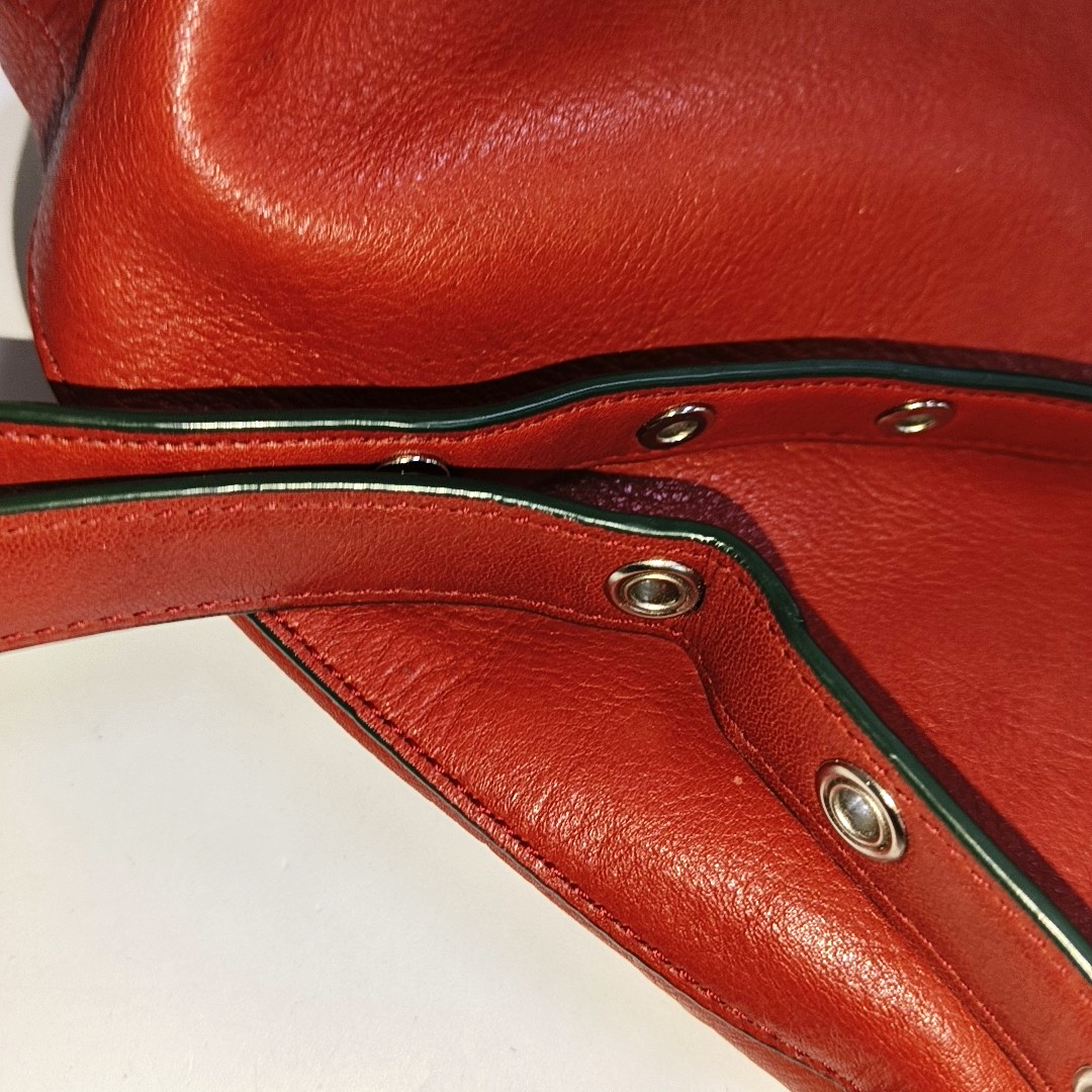 COACH DUFFLE Red Leather Carriage Shoulder Bag Silver Hardware Removable shoulder strap-(SKU)-939673565