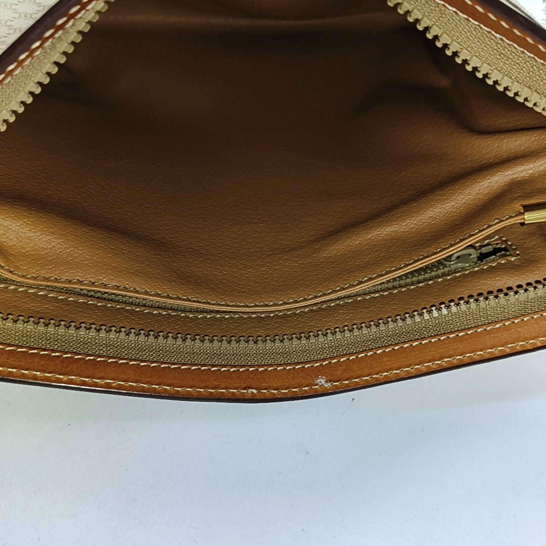 CELINE MACADAM CLUTCHES Beige Coated Canvas Triumph Handbag Brown Hardware-(SKU)-951569152