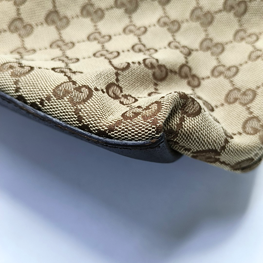 GUCCI Diaper Brown Canvas Monogram Handbag Single Shoulder Bag Silver Hardware-(SKU)-953375833