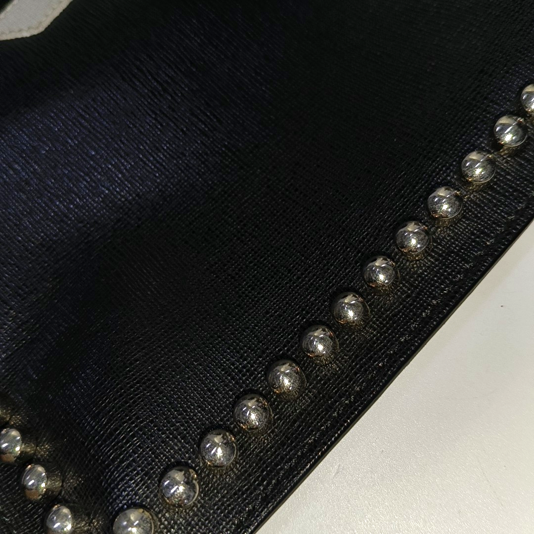 FENDI Karlito Black Leather Studs Handbag Silver Hardware-(SKU)-934933009