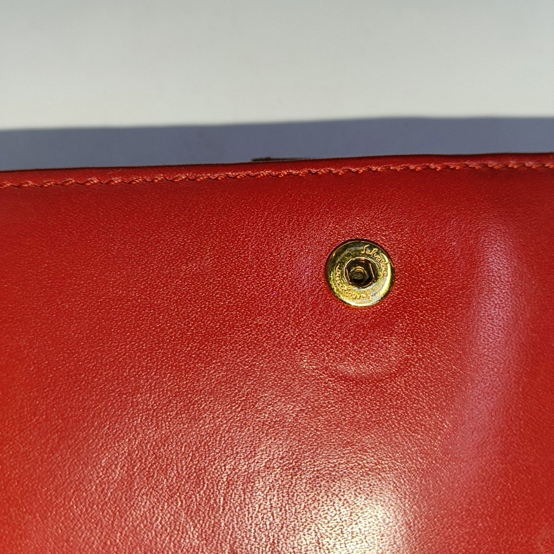 FERRAGAMO Red Leather Wallet Golden hardware-(SKU)-940253959