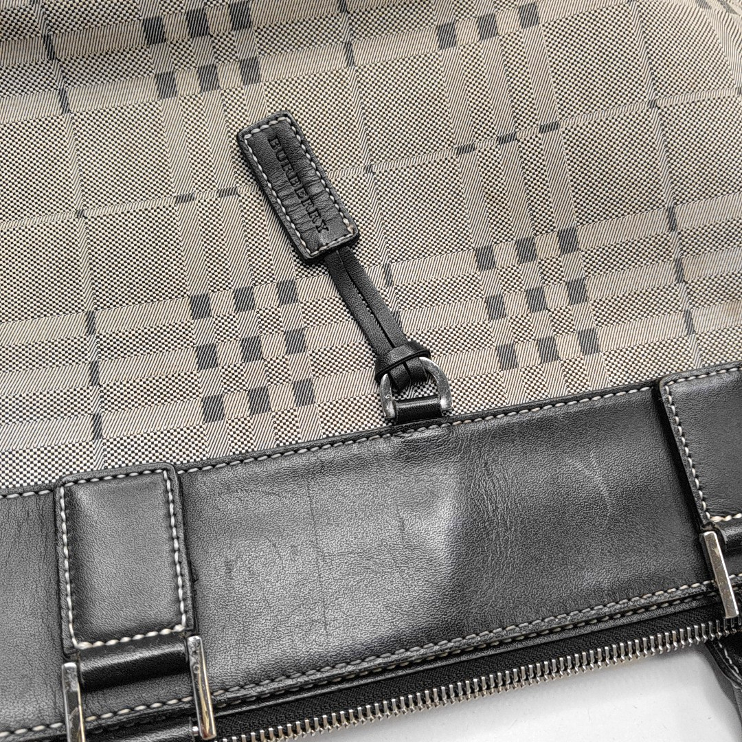 BURBERRY Tote bag Small size Gray Canvas Battle Horse Stripe Handbag Silver Hardware-(SKU)-944050541