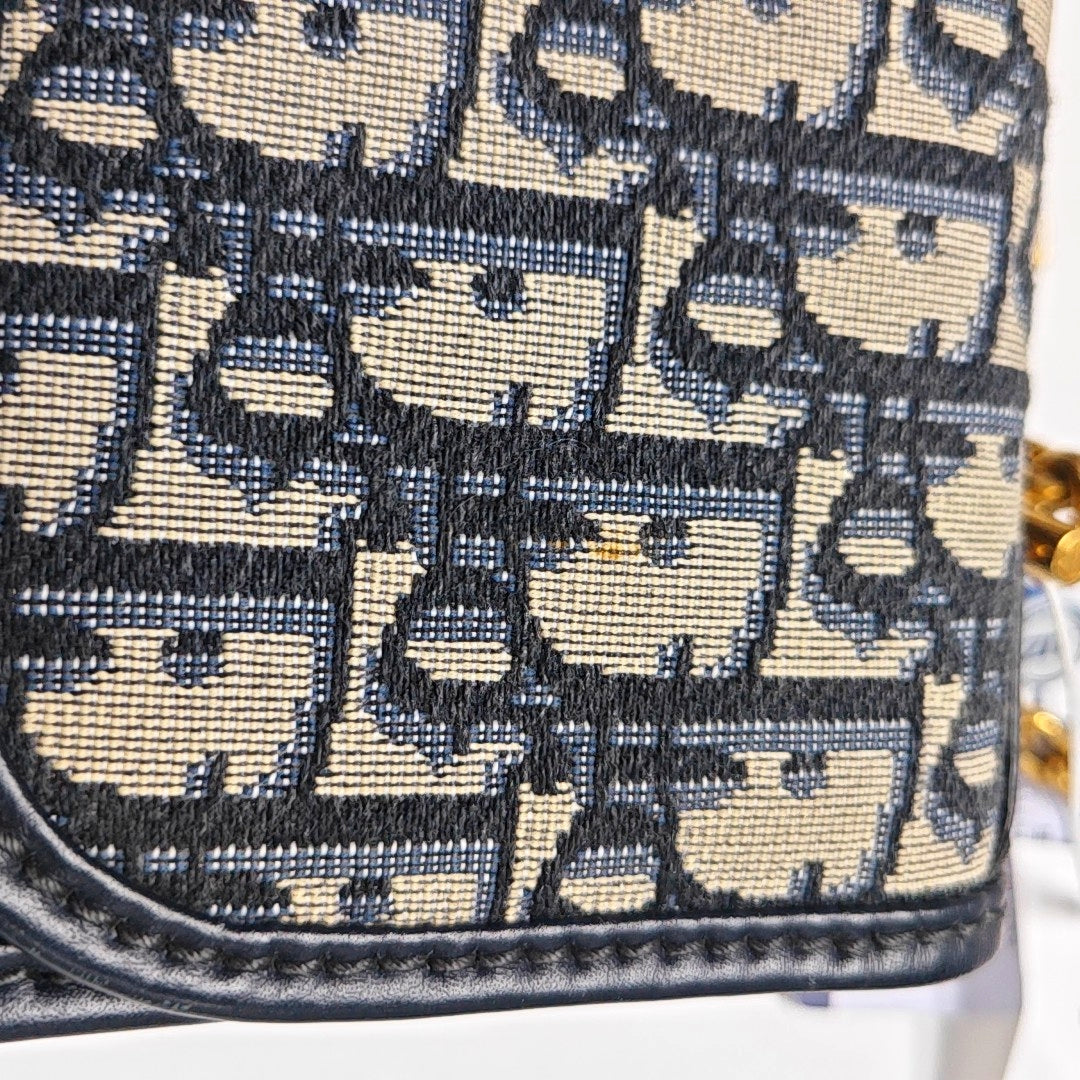 DIOR Dioraddict Beige Canvas Monogram Embossed Tote Shoulder Bag Handbag with Detachable Strap-(SKU)-971160290