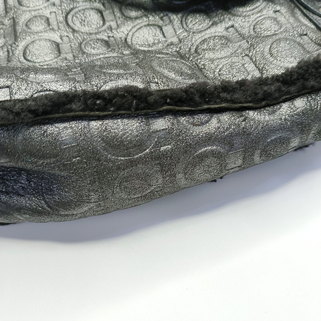 FERRAGAMO Marissa Dark Gray Fabric Textured Handbag Silver Hardware-(SKU)-928999227