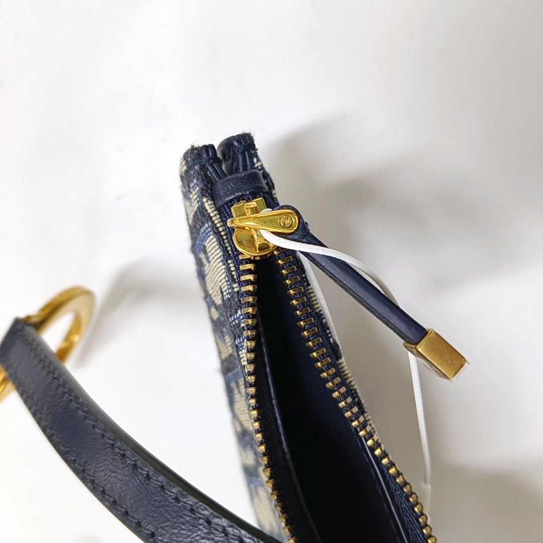 DIOR Saddle Blue Canvas Monogrammed Card Case Golden hardware Complete Accessories-(SKU)-951245547