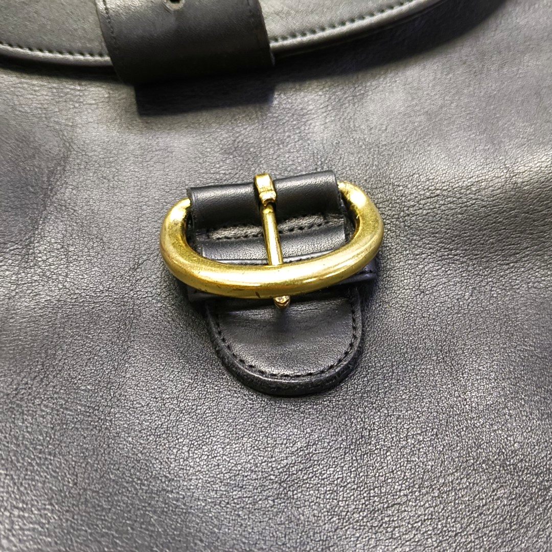 COACH Black Leather Backpack Tote Bag Golden hardware-(SKU)-930797685