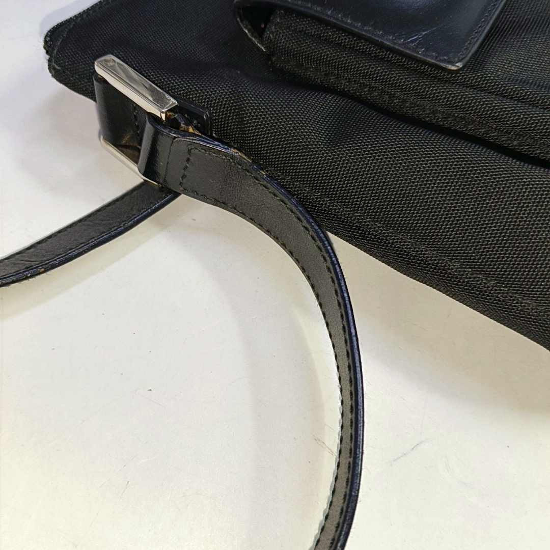 GUCCI Dark Brown Canvas Single Shoulder Bag Tote Ruthenium color hardware-(SKU)-942522014