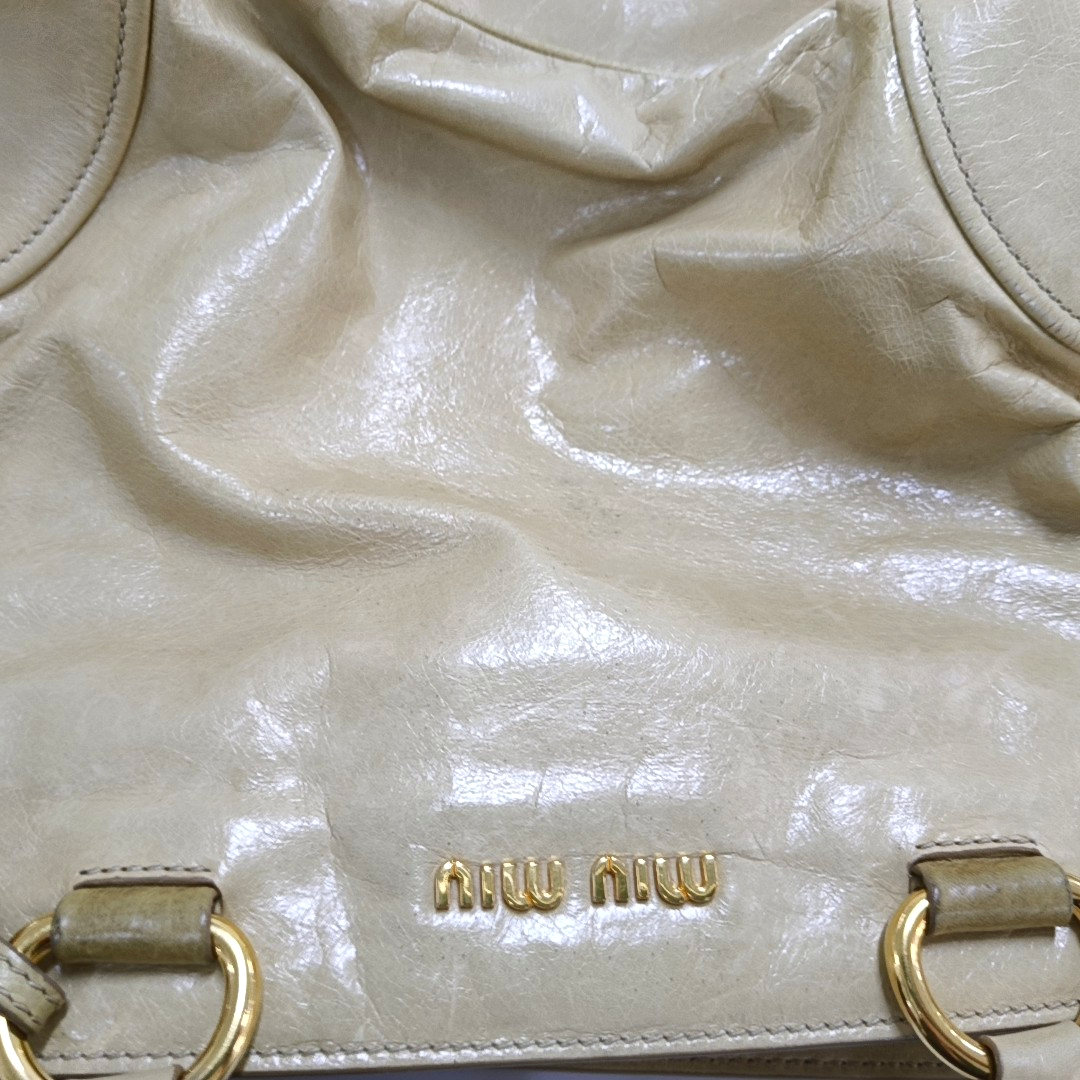 Miu Miu Tote bag Yellow Cowhide Single Shoulder Handbag Crossbody Bag Golden hardware Removable shoulder strap-(SKU)-958319831