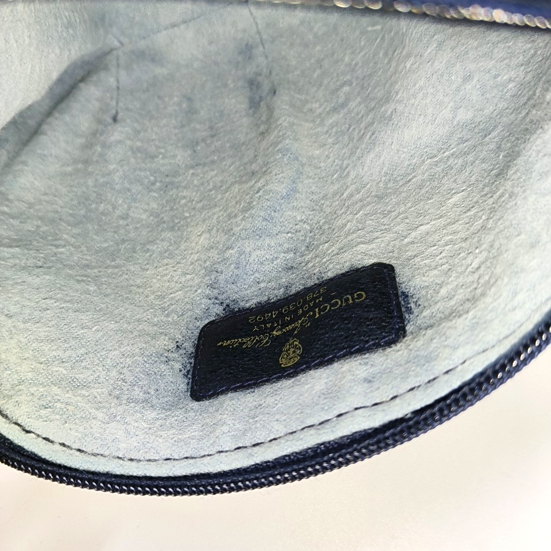 GUCCI Grey Coated Canvas Monogrammed Clutch Blue hardware-(SKU)-948490565