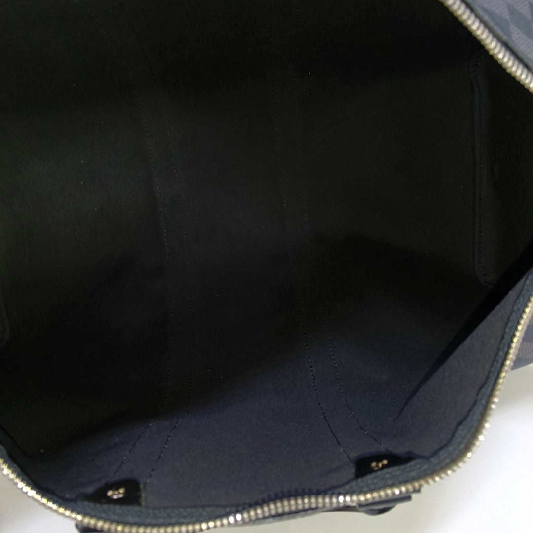LOUIS VUITTON KEEPALL 45 Grey Coated Canvas Monogram Checkered Shoulder Bag Tote Bag Crossbody Strap-(SKU)-968716297