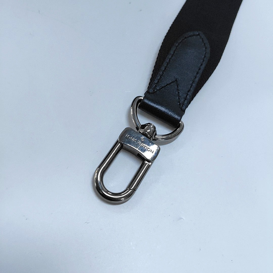 LOUIS VUITTON KEEPALL Black Coated Canvas Monogram Black Samurai Crossbody Bag Shoulder Bag Silver Hardware Removable Strap-(SKU)-965838556