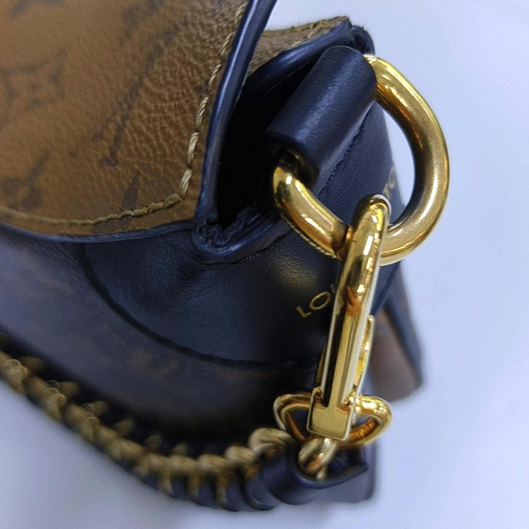 LOUIS VUITTON TWINNY Brown Coated Canvas Monogram Shoulder Bag with Detachable Strap-(SKU)-966609375