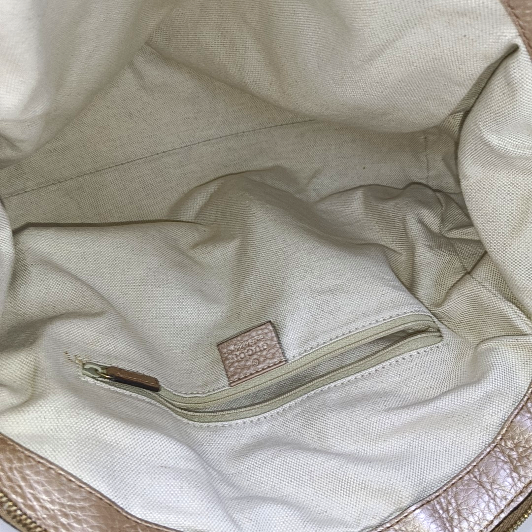 GUCCI Sukey Rose Gold Leather Single Shoulder Bag Tote Bag Golden hardware Removable shoulder strap-(SKU)-957916470