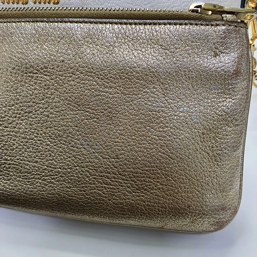 Miu Miu White Leather Crossbody Bag Golden hardware Removable shoulder strap-(SKU)-945458940