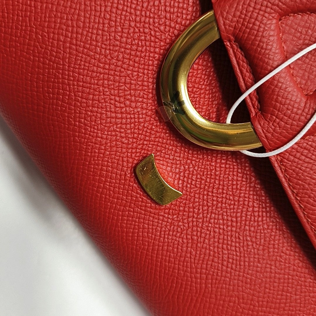 HERMÈS Cherche Midi Red Epsom Leather Monogram Handbag with Gold Hardware, X-(SKU)-970227440