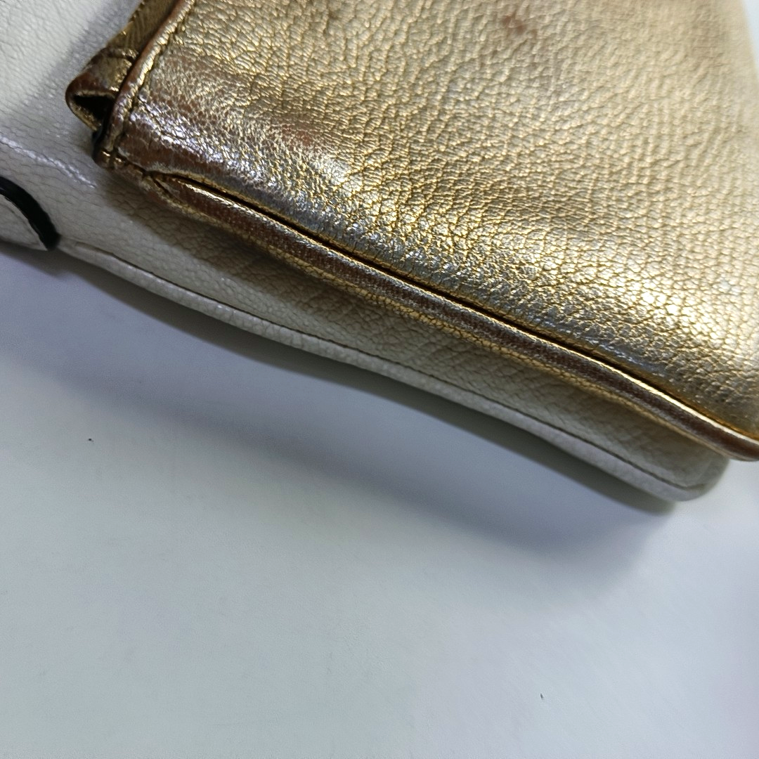 Miu Miu White Leather Crossbody Bag Golden hardware Removable shoulder strap-(SKU)-945458940