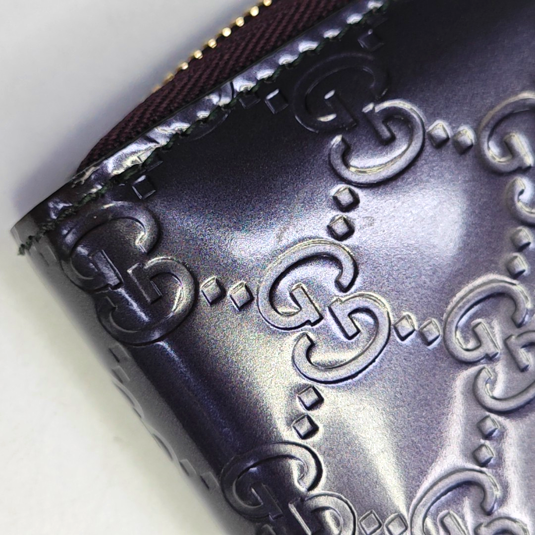 GUCCI Purple Cowhide Monogram Embossed Wallet Golden hardware-(SKU)-947213234