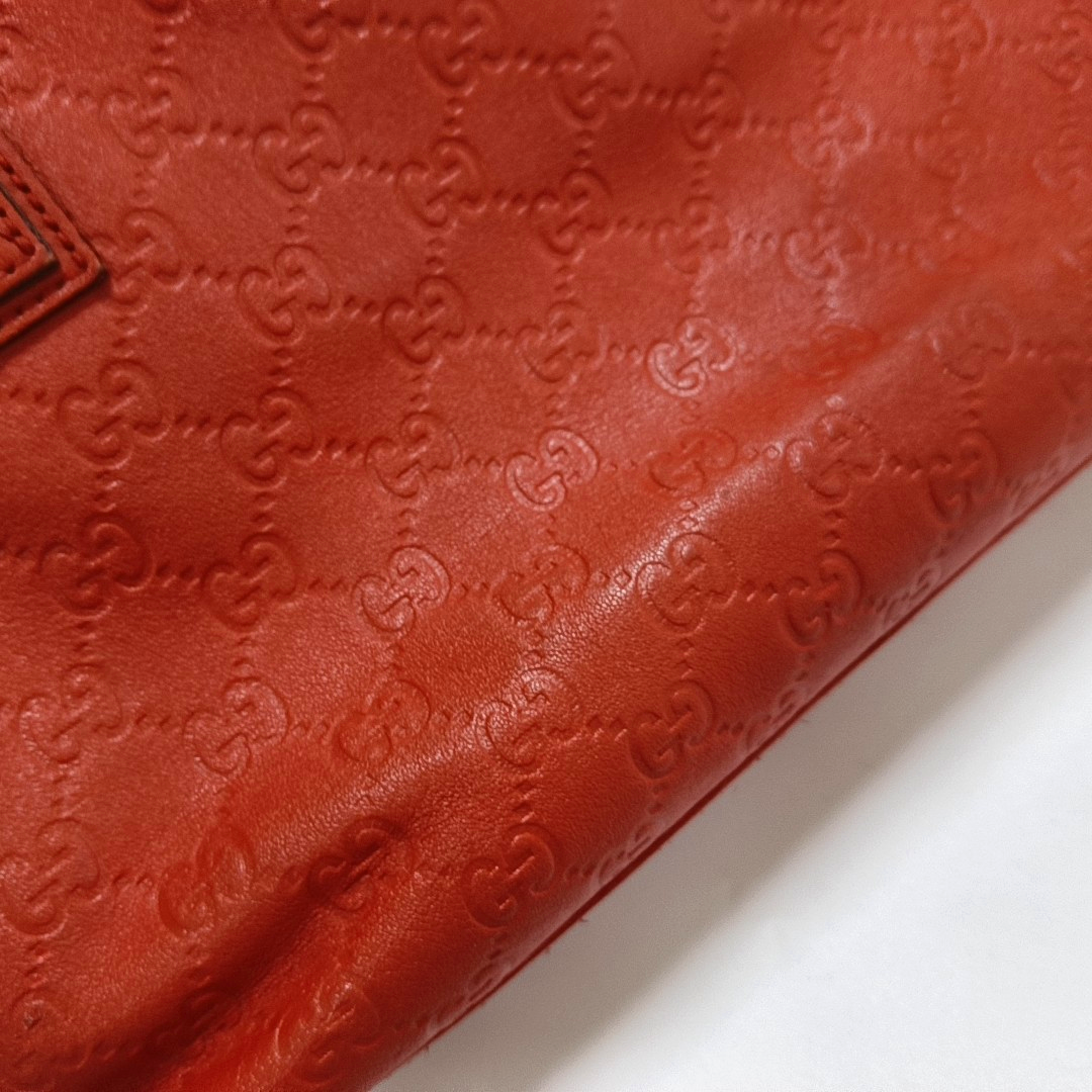 GUCCI GG Imprime Red leather monogram embossed crossbody shoulder tote handbag Golden hardware-(SKU)-954939048