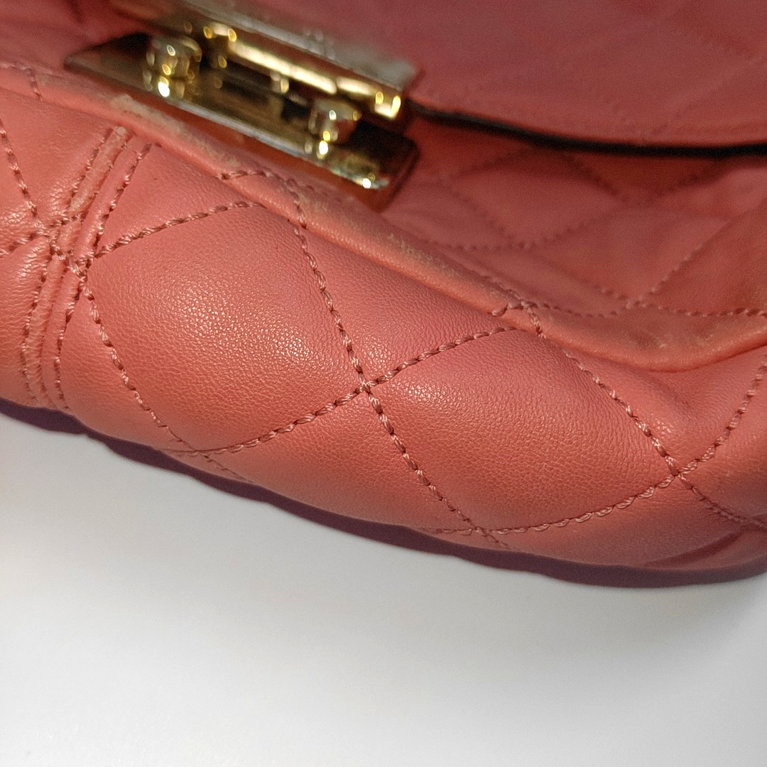 MICHAEL KORS Sloan Orange-pink cowhide quilted crossbody bag/shoulder bag/handbag Golden hardware-(SKU)-932342596