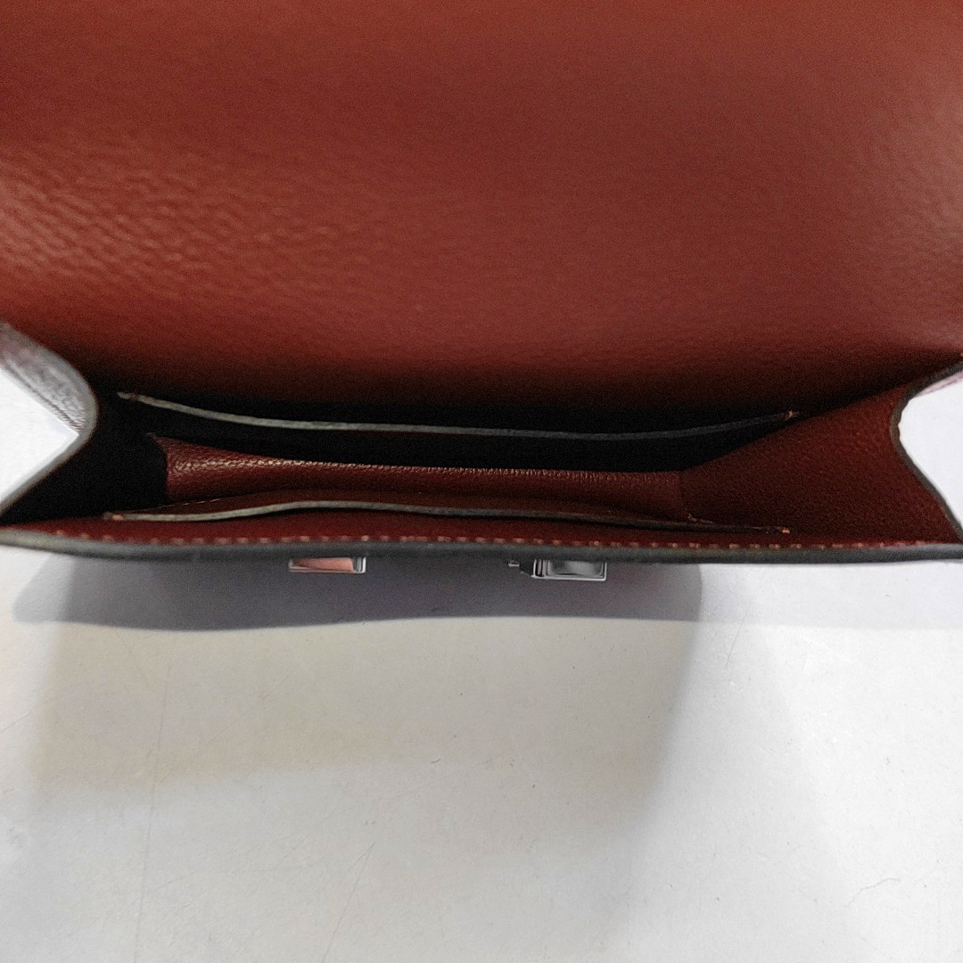 HERMÈS Constance Slim Hermes Red Evercolor Calfskin Constance Wallet Silver Hardware Y Engraving Pockets-(SKU)-946073587