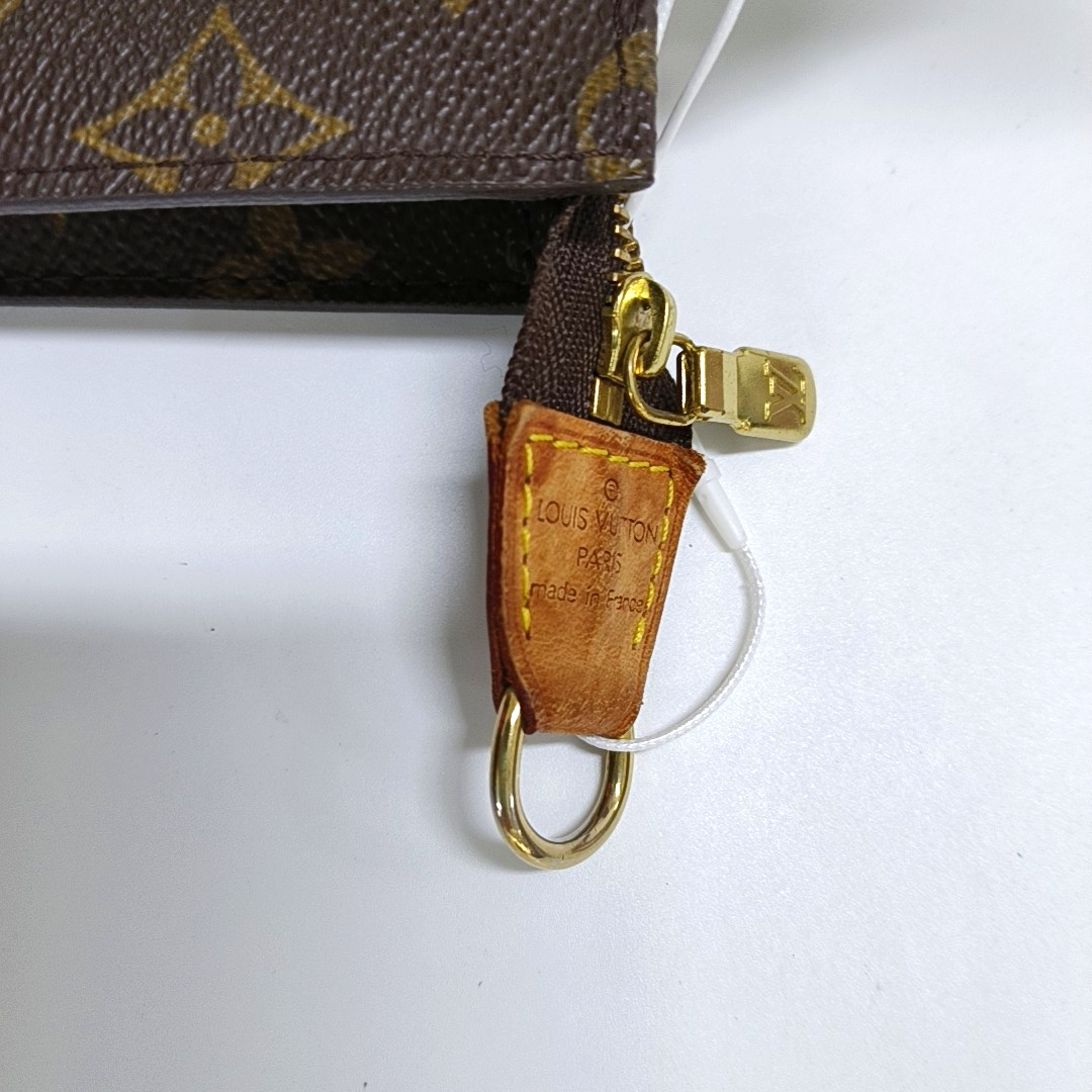 LOUIS VUITTON VOYAGE Brown Coated Canvas Monogram Cosmetic Bag Clutch Golden hardware-(SKU)-959441857
