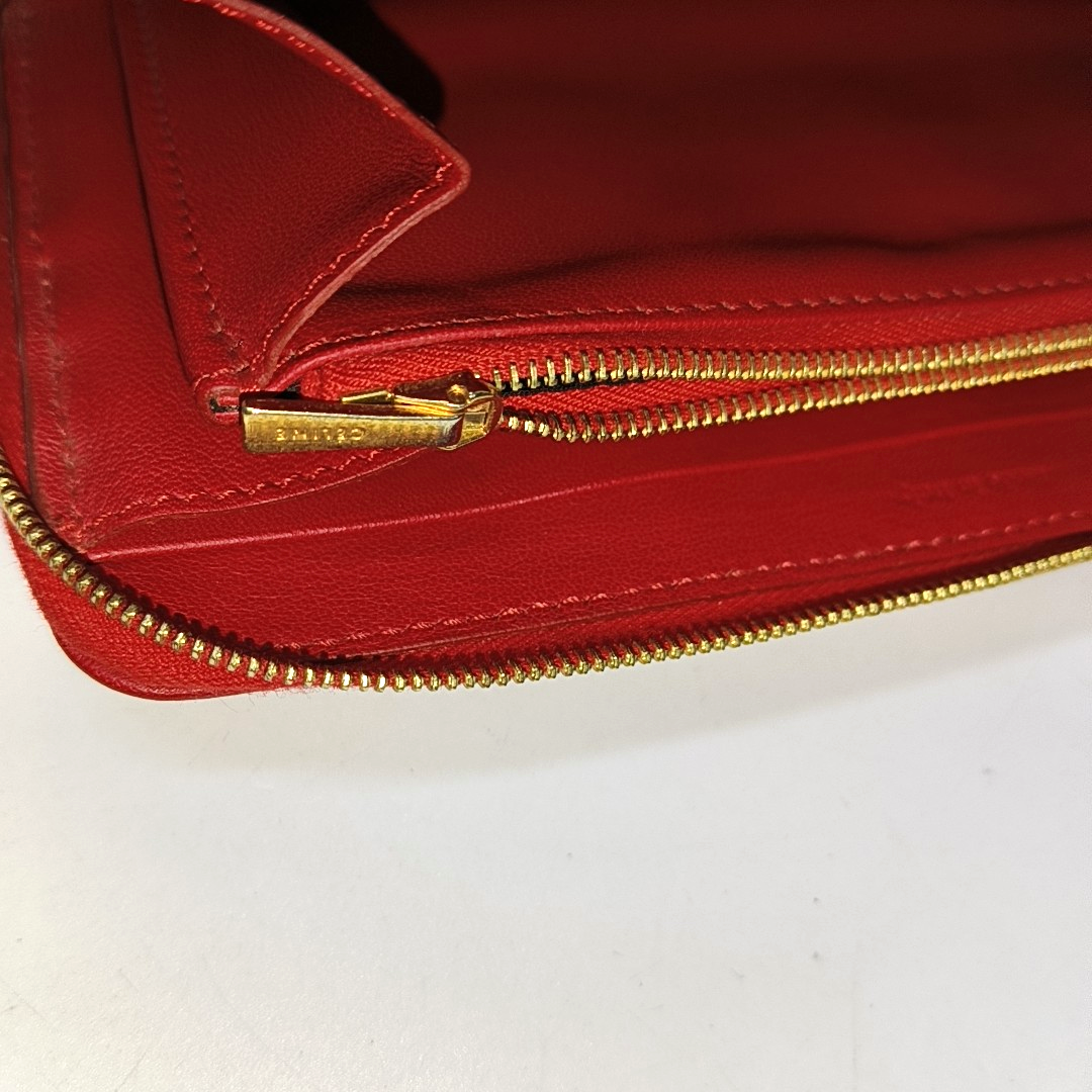 CELINE SOLO Red Leather Wallet Golden hardware-(SKU)-935679430