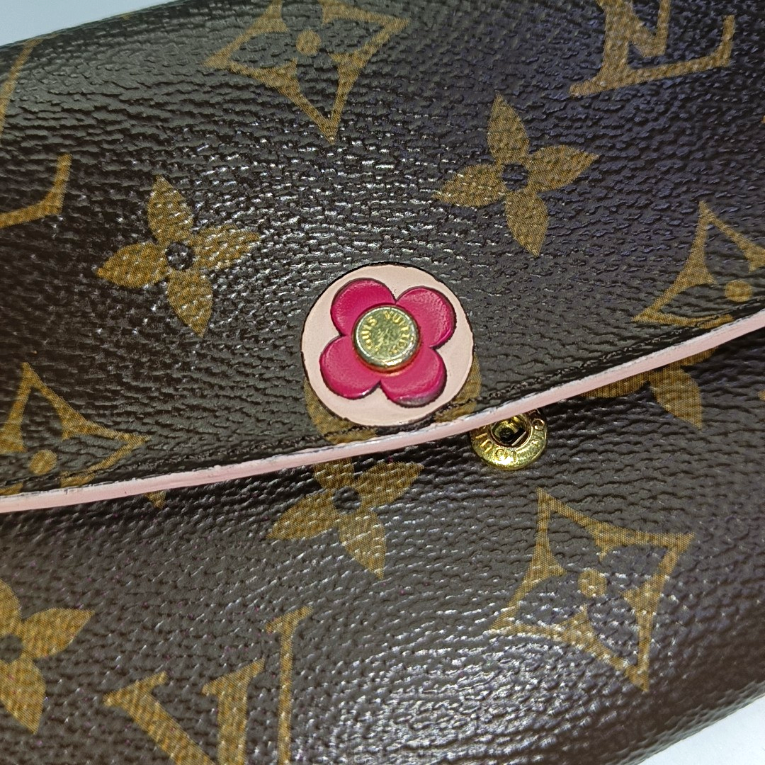 LOUIS VUITTON EMILIE Brown coated canvas vintage wallet Golden hardware-(SKU)-942991994