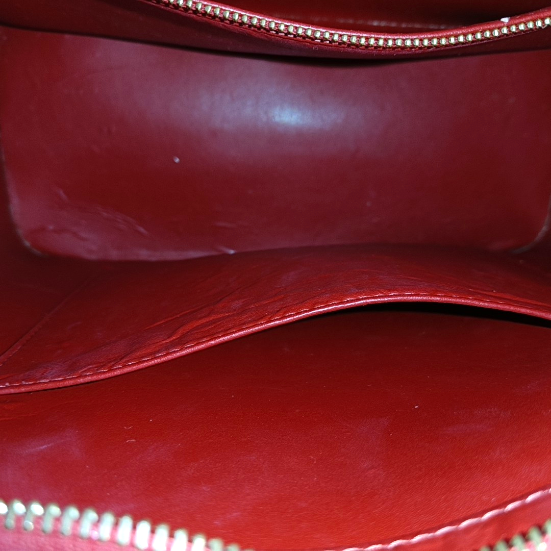 LOUIS VUITTON HOUSTON Red Lacquered Leather Texture Handbag Shoulder Bag Golden hardware Vintage model-(SKU)-943924336