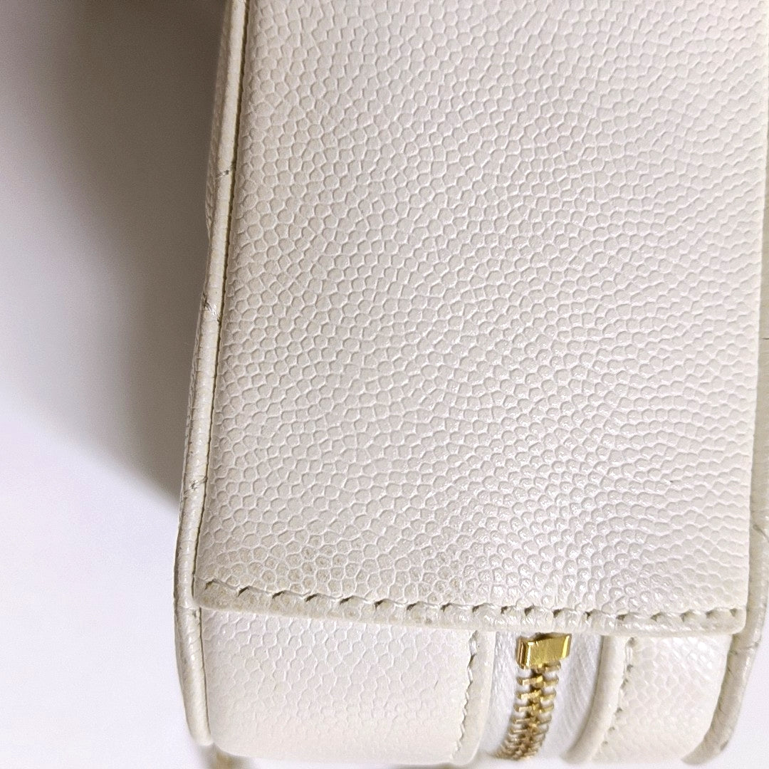 CHANEL SURPIQUE White Calfskin Quilted Monogram Crossbody Single Shoulder Bag with Gold Hardware-(SKU)-966839667
